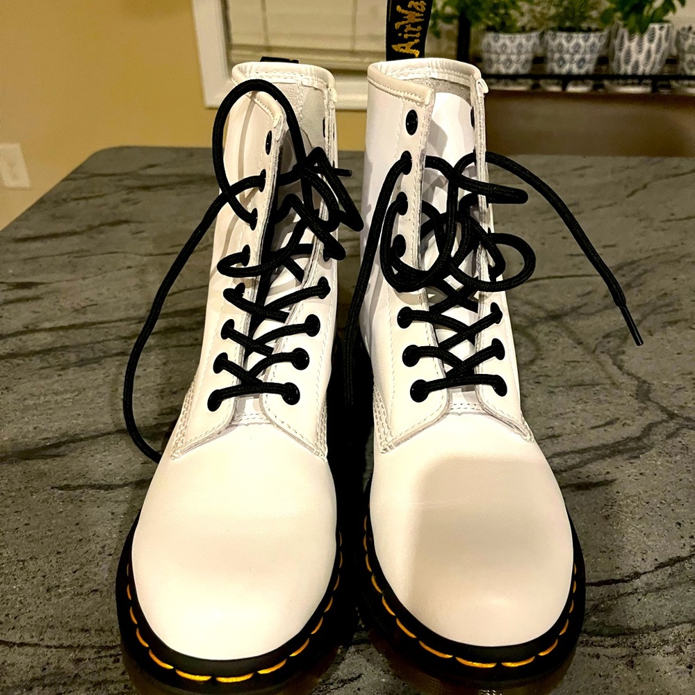 Dr. Martens 1460 white boots! Only worn once! Great condition!